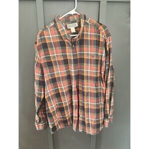 Duluth Trading Men’s Large Button Long Sleeve Down Flannel - Orange